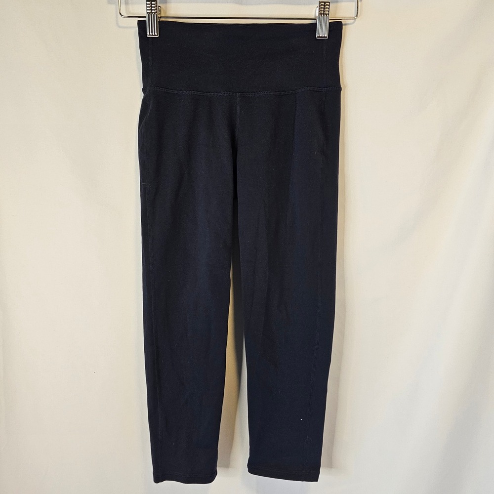 Athleta High Rise Cropped Leggings XXS Navy Blue Yoga Athleisure Pilates Gym
